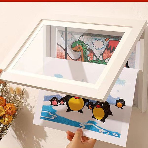 Children's Drawing Frame with Magnetic Flip Cover for Storage, Holds 150 A4 Drawing Papers, Certificate Display, No-Drill High-Quality Photo Frame Children's Drawing Frame with Magnetic Flip Cover for Storage, Holds 150 A4 Drawing Papers, Certificate Display, No-Drill High-Quality Photo Frame