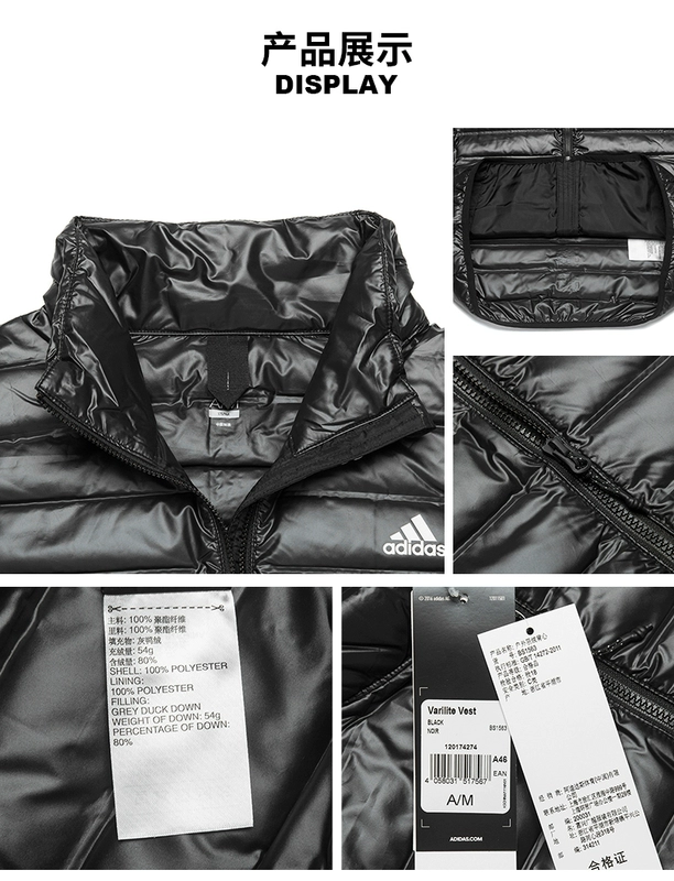 Adidas adidas nam xuống áo khoác nam thể thao ngoài trời giản dị xuống vest vest BS1563