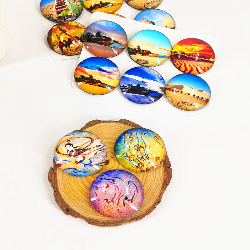 Dunhuang set refrigerator stickers magnet glass stickers wall stickers a set of 6 creative customizable gift home decoration stickers