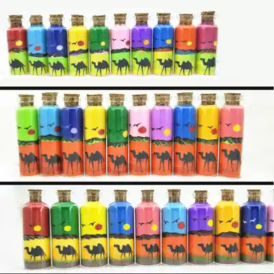 Gansu Dunhuang handmade sand painting bottle five-color sand small sand painting tourist souvenir camel sand painting bottle wishing bottle