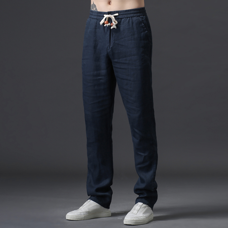 Men's Linen Casual Pants, Men's Summer Thin Linen Pants, Summer Men's Clothing Pants, Long Straight Pure Linen Men's Pants