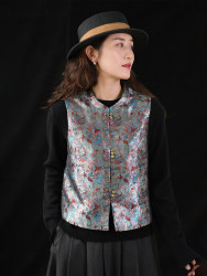 Yuanjia ຄລາສສິກໃຫມ່ຈີນ Brocade Jacquard Vest Retro ປັບປຸງ Vest ວັນນະຄະດີແບບບູຮານພາກຮຽນ spring ໃຫມ່ HL3160