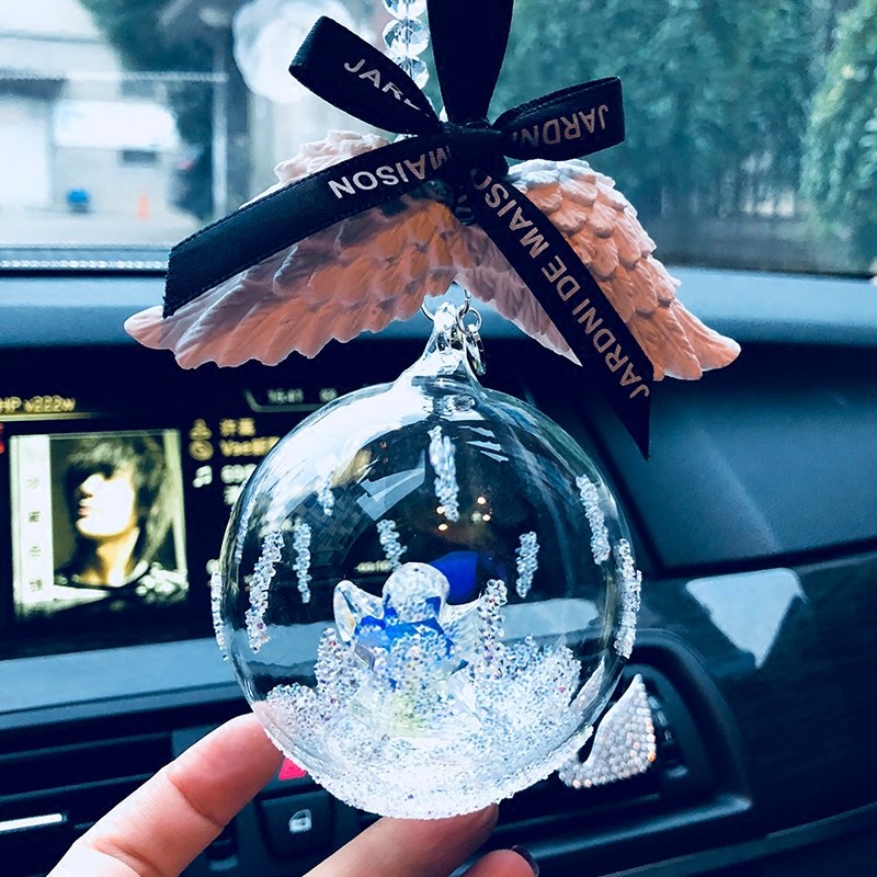 Car pendant crystal bell Bell Christmas Car Hanging accessories High-end Crystal Diamond Angel Ball Wind Bells Snowflake Caravan