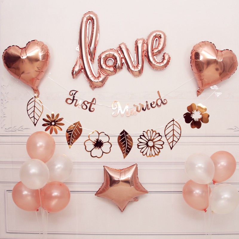 Net Red Wedding House Decoration Package Wedding New Room Bedroom Romantic Wedding Balloon Suit Wedding scene Placement Supplies