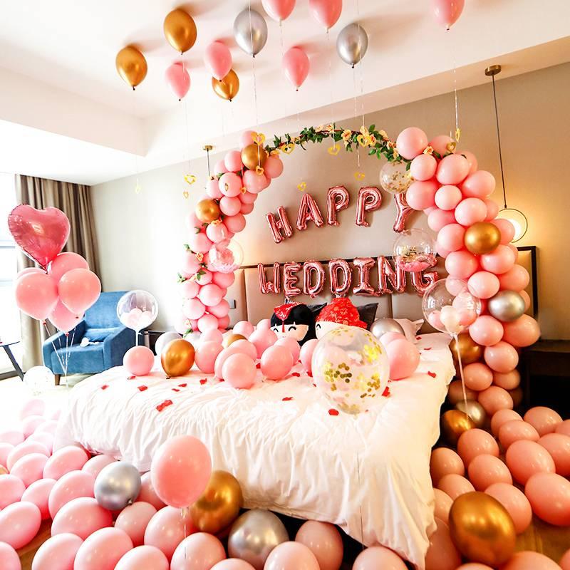Wedding room decoration Woman romantic wedding wedding scene Romantic suit New house wedding balloon creative man's bedroom