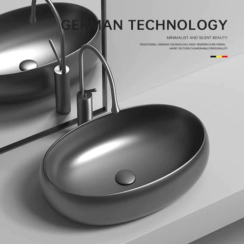 Северные орудия Серые овальные столы на бассейне домашняя ванная комната керамическая ручная ручная бассейн бассейн