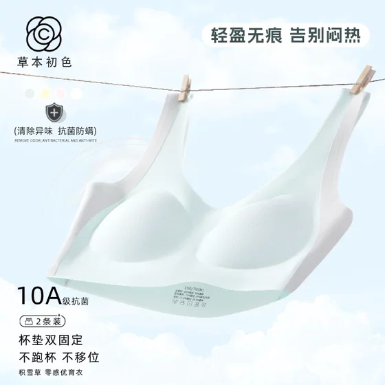[Two-piece] Herbal initial color girl's bra with two or three stages of development vest fixed lifting underwear