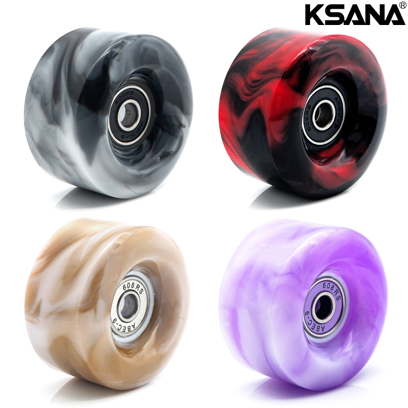 Two-rows pulley wheel four-wheel skates adult pulley brush street wheel wear-resistant PU cool skateboard wheel mixed color