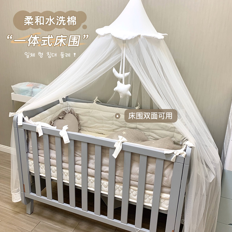 Baby cot Bedding Pure Cotton Washed Cotton Bed Surrounding Korean Style Baby Cotton Bed Goods All Season Thickened Bed Surround Cotton Cushion Bed