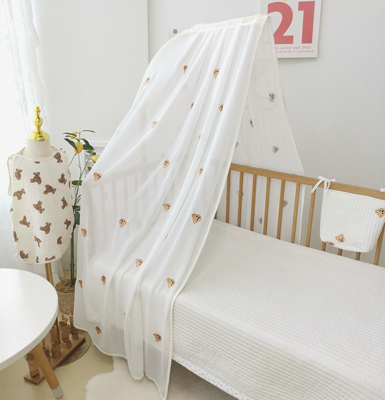 Baby Crib Blackout Gauze Windproof Tent Blackout Curtain Oval Round Bed Newborn Blackout Cover Light-Blocking Gauze Air-Conditioning Wind-Blocking Cloth