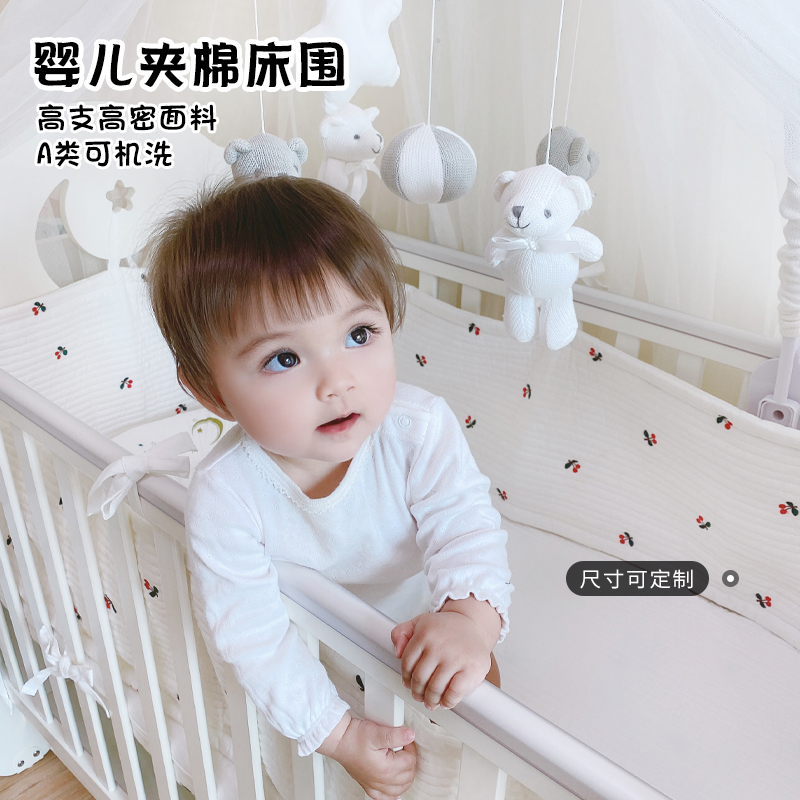 ins crib fence spring summer pure cotton breathable Nordic anti-crash bed Bed Apron Baby Bed Bedding Cotton 