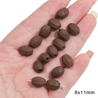 Бусины оливковые гранёные, тёмно-коричневые, в упаковке 5 шт, диаметр отверстия 1,5мм