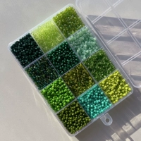 Зеленый набор, 12 ячеек, 3mm, 15 грамм, широкая цветовая палитра