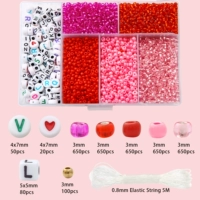 3 мм рисовые бусины+буквальные бусины красные в общей сложности около 3500 за набор/коробка/упаковка