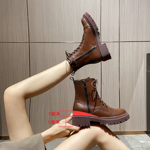 Martens, белые утепленные ботинки на скрытом каблуке, короткие сапоги, из натуральной кожи, подходят для подростков, 2024 года, подходят для весны и осени