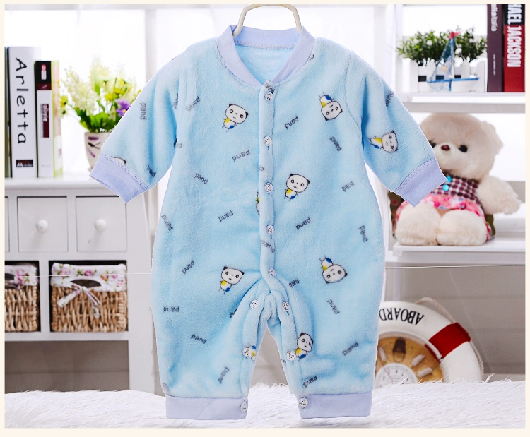 Babyiesies flannel mùa thu và mùa đông đồ ngủ sơ sinh dài tay ra để mặc flannel lông cừu san hô