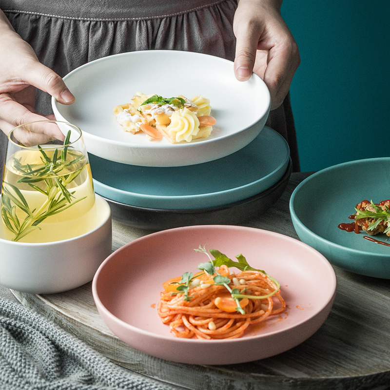 Nordic plate dish household creative dish tableware plate ceramic soup plate salad plate ceramic plate porcelain plate