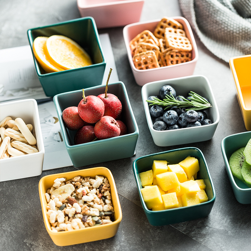 Square Flavor Dish Small Dish Dipping Dish Sauce Dish Ceramic Seasoning Dish Dipping Vinegar Dish Seasoning Dish Snack Dish