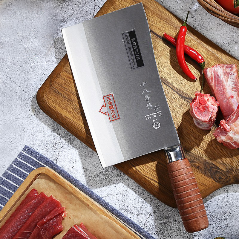 Eighteen sons kitchen knife flagship store official website chef special knife Jiujiang machete commercial three-in-one steel roasted meat shop special knife