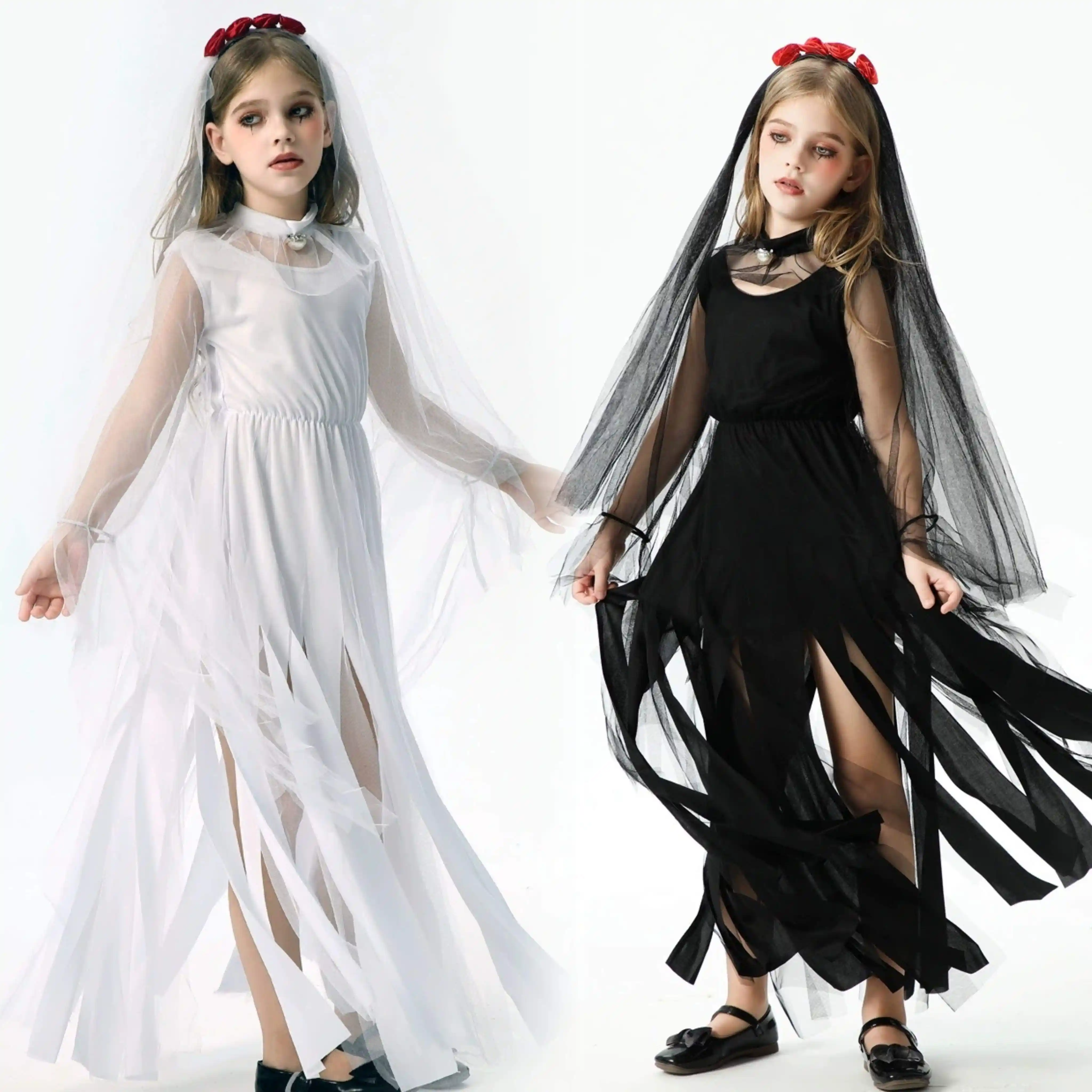 万圣节儿童服装女童暗黑恶魔鬼新娘母女长裙吸血鬼女巫搞怪表演, image size:4096x4096