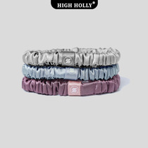 highholly silk large intestine hair ring small high-end sense head flower 22 mu mulberry silk hair rope rubber band female black