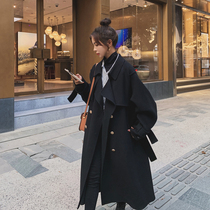 Hepburn style Korean style woolen coat for women 2024 spring and autumn pregnant women loose knee-high foreign style cloak woolen coat