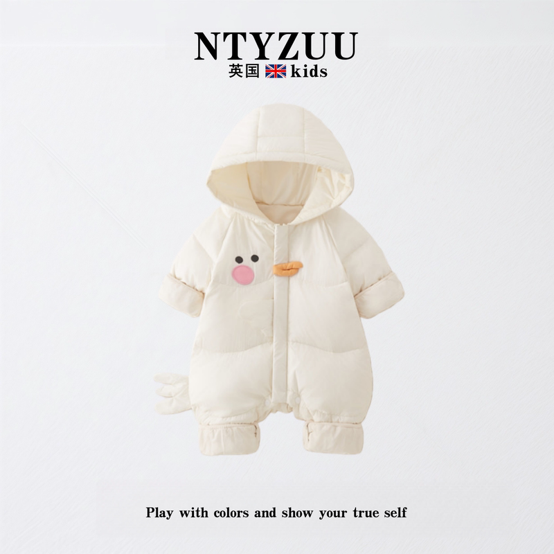 Uk Ntyzuu Infant and Toddler Warm down Jacket Jumpsuit for Boys and Girls, Hooded Romper for Outdoor Wear