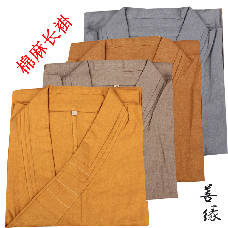 Sang brand clothes monk clothes monk clothes short coat spring and autumn summer pure linen Zen clothes cotton linen thin material long gown