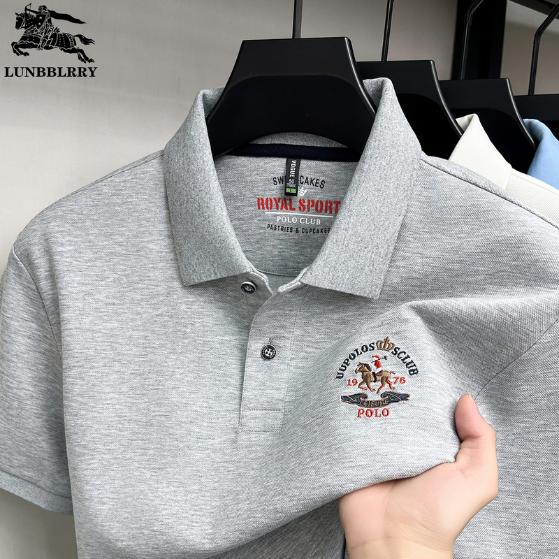 Brand Men's Clothing Lumba Baoli Jiao Men's Short-Sleeved Polo Shirt 2026 Summer New Pure Cotton T-Shirt Half-Sleeved Top