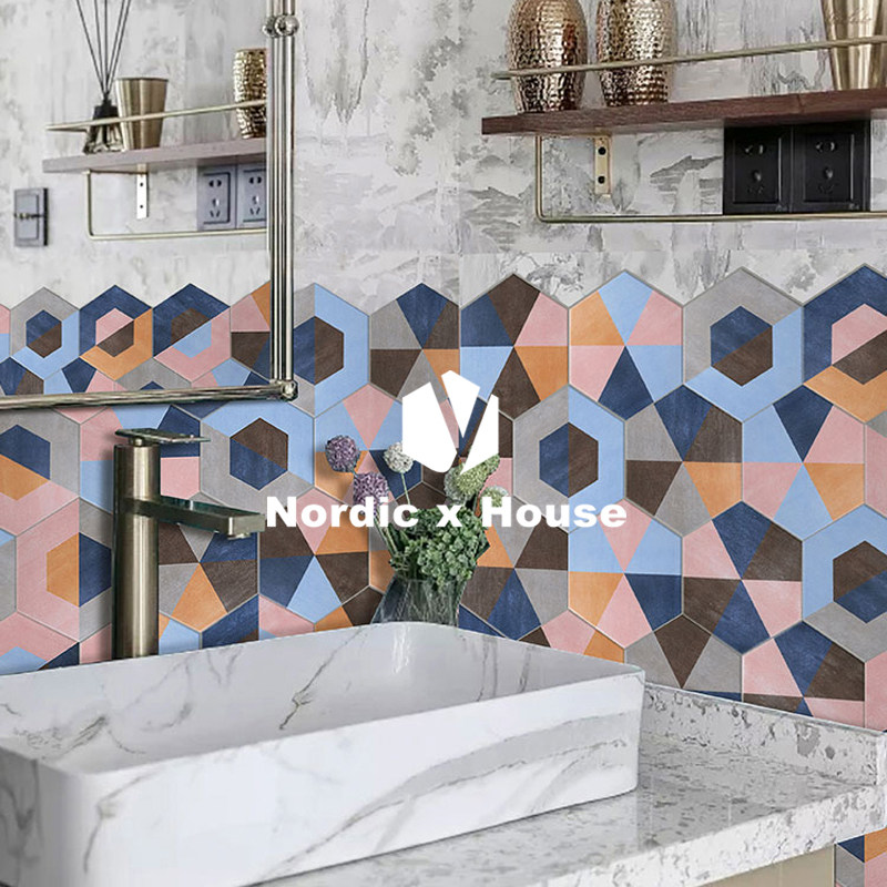One brick and one world Hexagonal brick Nordic Makeup Room Kitchen Floor Tile Balcony Background Wall Brick Hexagon Flower tile tiles