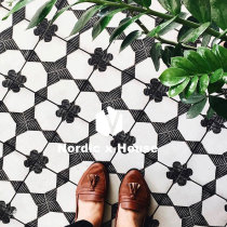 Nordic black and white small tiles American retro balcony toilet non-slip floor tiles bathroom kitchen tile restaurant floor tiles