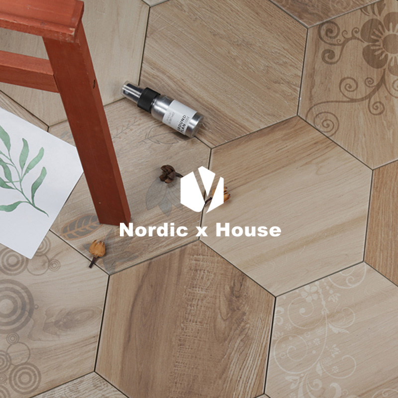 Makeup Room Tile Floor Tiles Dining Room Wood Grain Brick Hexagonal Brick Imitation Ancient Brick Imitation Solid Wood Hexagonal Brick Non-slip Balcony