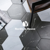 Nordic matte jazz white hexagonal tiles Kitchen bathroom living room wall tiles Black and white hexagonal tiles