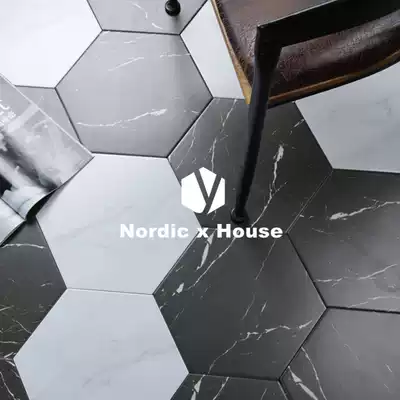 Nordic matte jazz white hexagonal tiles Kitchen powder room living room wall tiles Black and white hexagonal tiles