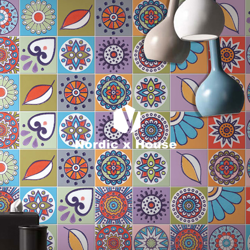 Ceramic tile Floor tile Hand-painted brick European Mediterranean style garden brick Small flower brick Flower piece staircase brick 100*100