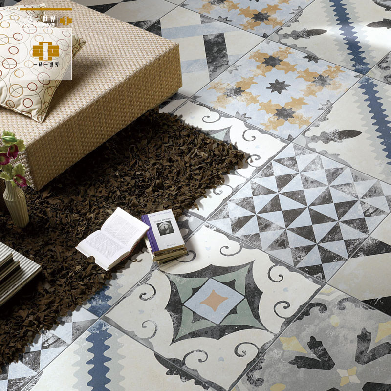 Hand painted old tiles Nordic parquet tiles Living room kitchen powder room Balcony flower wall tiles Floor tiles 300