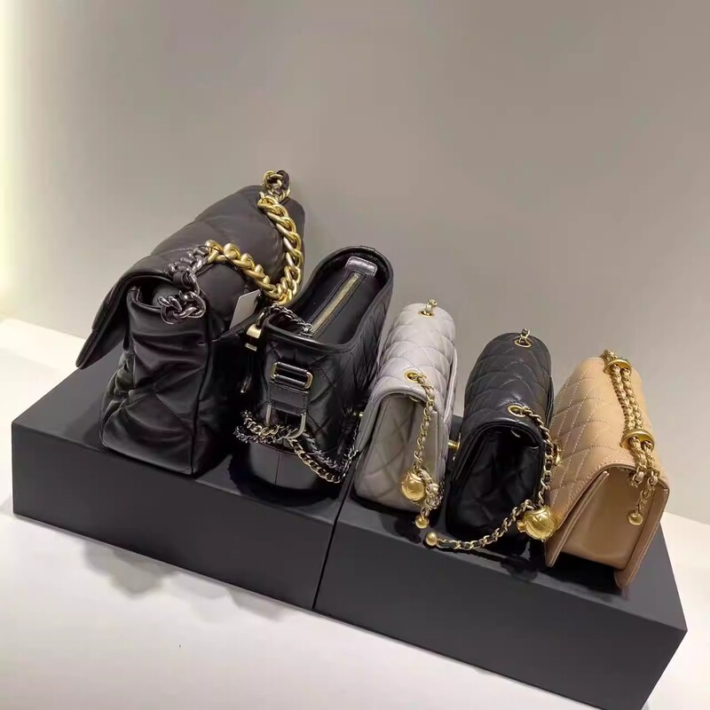 Fang Fatty's Bag, Chanel-Inspired Classic Cf Medium Caviar Bag, Black Cowhide Quilted Large Mini Chain Bag