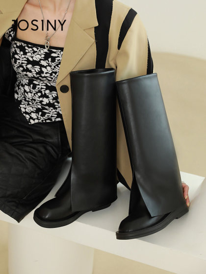 卓诗尼女鞋深口单鞋乐福鞋粗跟方跟复古平底圆头舒适坡跟时尚休闲