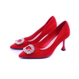 Высокий традиционный свадебный наряд Сюхэ с заостренным носом, ципао, свадебное платье, свадебные туфли, с вышивкой, для подружки невесты