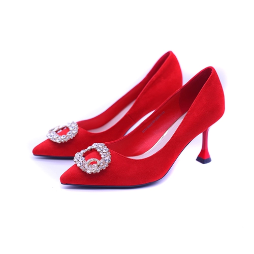 Высокий традиционный свадебный наряд Сюхэ с заостренным носом, ципао, свадебное платье, свадебные туфли, с вышивкой, для подружки невесты