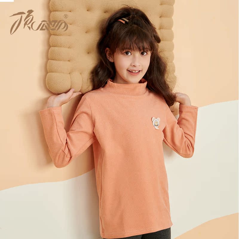 Top Guaguadesuede beating undershirt male and female children's autumn and winter warm long sleeves T-shirt children high collar self-heating blouse 100 hitch