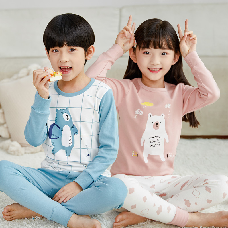 Children's pure cotton underwear sets for men and women small CUHK children's autumn clothes sanitary pants 2 pieces of sweat and warm cotton Mao autumn winter new