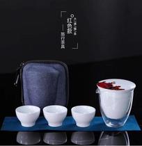 Big lacquered glass quick cup one pot three cups travel portable personality tea set household simple ceramic Kung Fu tea set