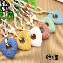 Hainan Authentic Love Volcanic Stone Necklace Summer Long Style Bohemian Ethnic Wind Beach Dress Mix