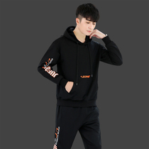 Sweatsuit suit men 2021 spring new Lianhood sports Leisure autumn and winter style matching plus suede thickened coat tide