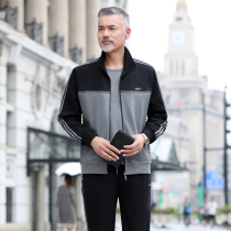 Mens sports set 2019 new trend mens father size loose coat middle-aged sportswear spring and autumn