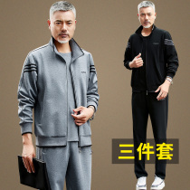 Middle-aged and elderly sports suit mens spring and autumn clothes loose spring and autumn casual coat mens middle-aged father spring clothes