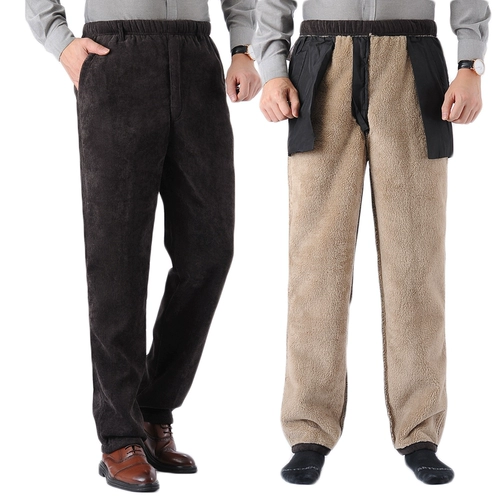 Вельветовые бархатные утепленные штаны, для среднего возраста