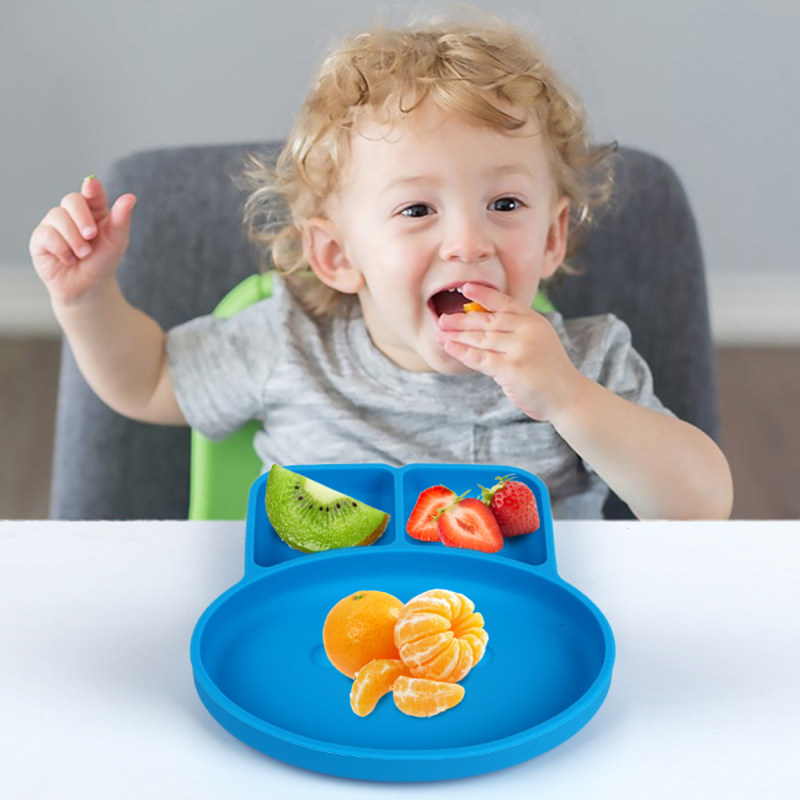 Hong Kong Galaxybabybaby Training elbow Spoon Suit School Meals Deputy Food Dinner Plate Silicon Gel Suction Cup Bowl