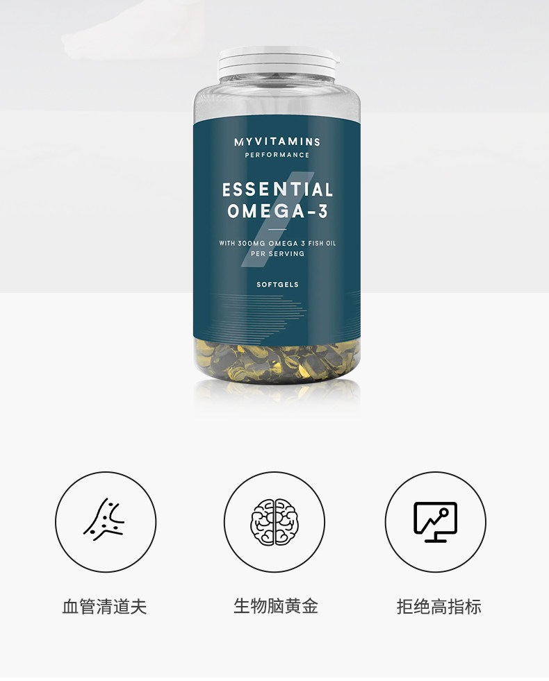 英国原装进口 Myvitamins 深海鱼油软胶囊 250粒 图2